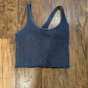 Blue Ribbed Tank Top